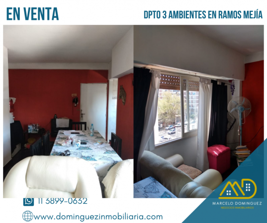 DEPARTAMENTO 3 AMBIENTES EN RAMOS MEJIA EN VENTA